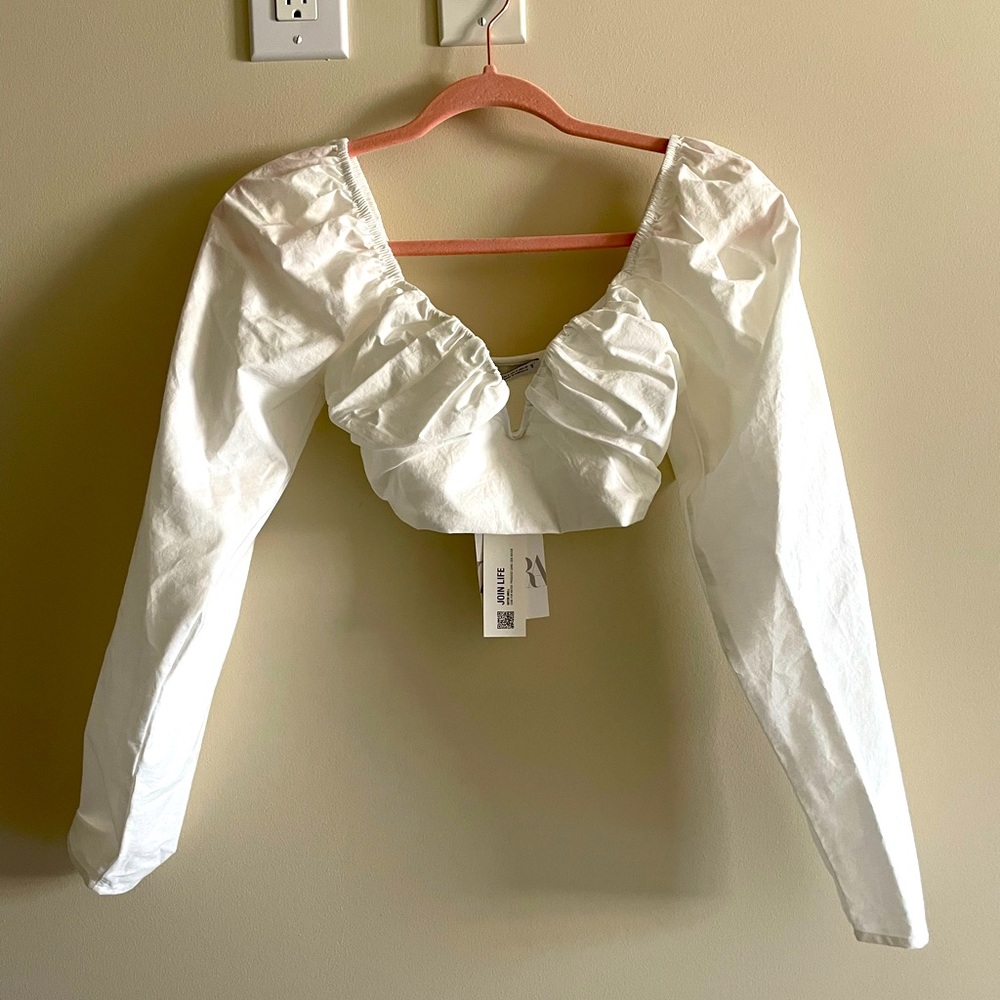 Zara Ruched Poplin Crop Top (NWT)